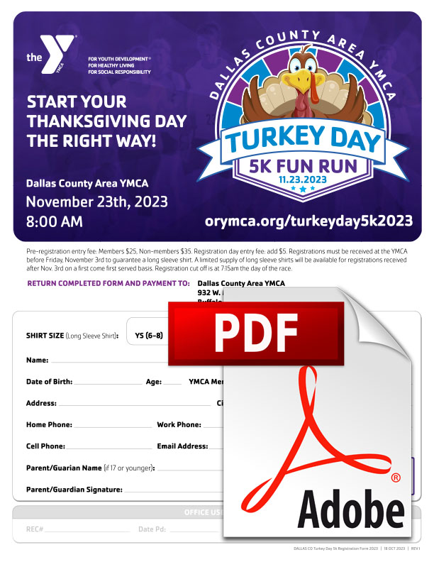 Dallas County Area YMCA - Turkey Day 5k 2023 Registration Icon
